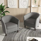 Fauteuil club en lin, lot de 2 – Kaki / Gris clair / Gris / Beige / Bleu