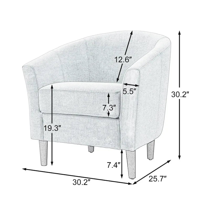 Fauteuil club en lin, lot de 2 – Kaki / Gris clair / Gris / Beige / Bleu