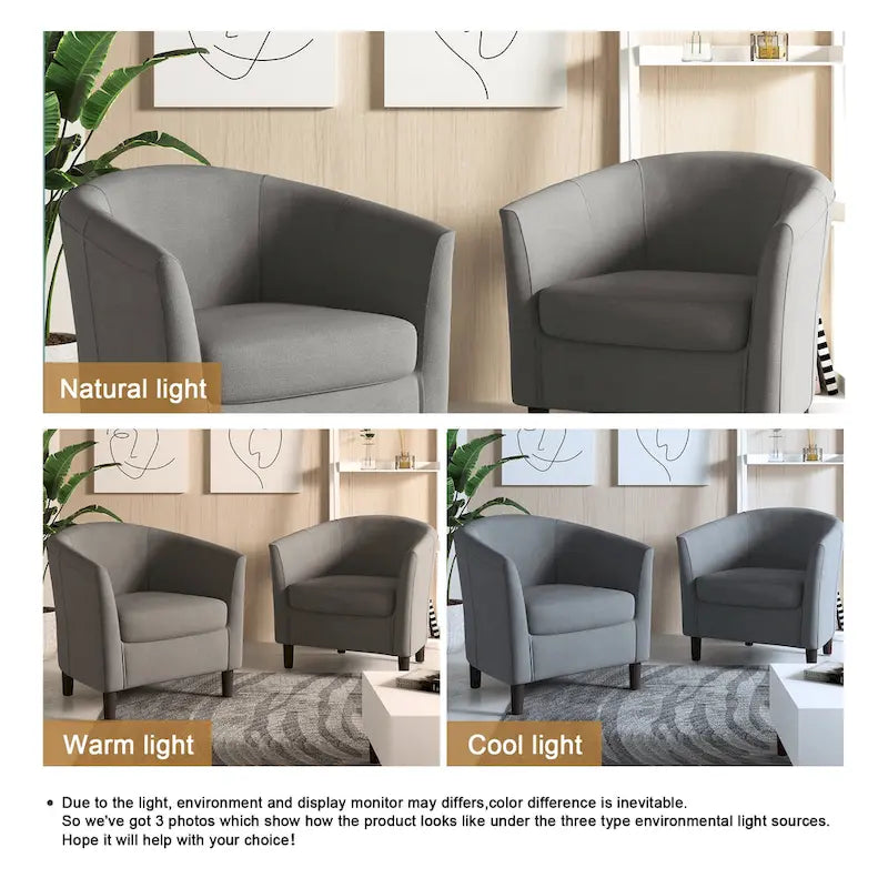 Fauteuil club en lin, lot de 2 – Kaki / Gris clair / Gris / Beige / Bleu