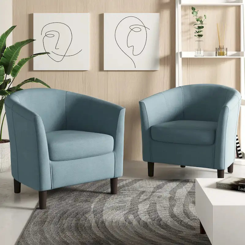 Fauteuil club en lin, lot de 2 – Kaki / Gris clair / Gris / Beige / Bleu