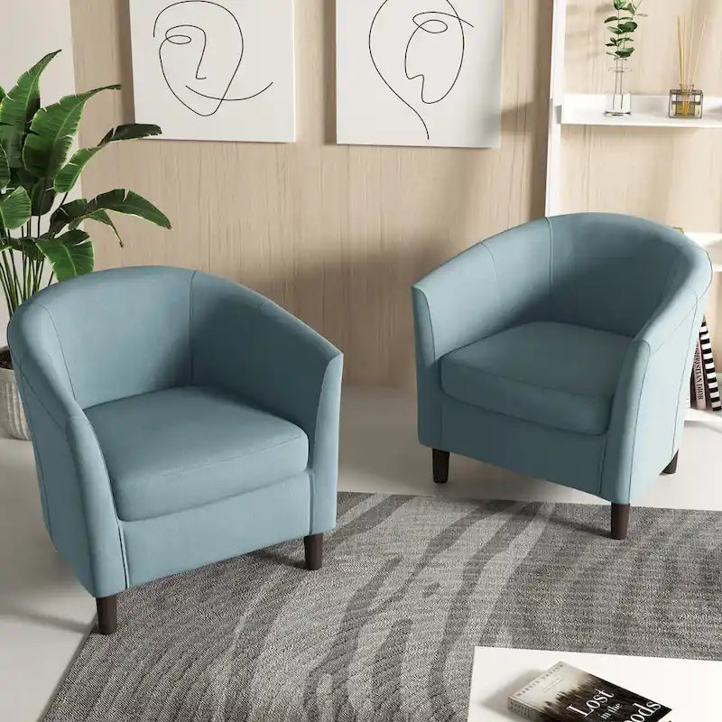 Fauteuil club en lin, lot de 2 – Kaki / Gris clair / Gris / Beige / Bleu