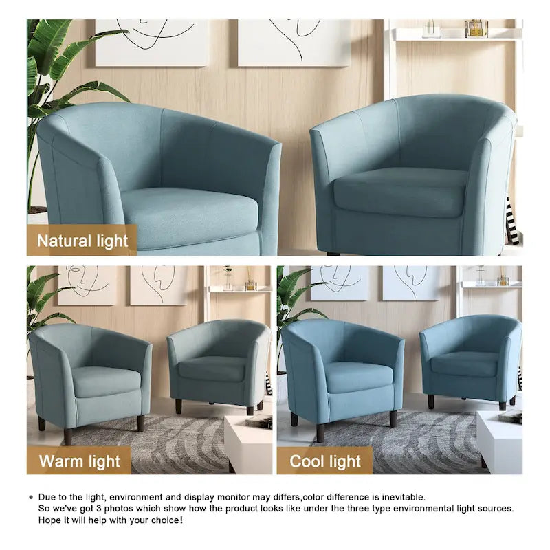 Fauteuil club en lin, lot de 2 – Kaki / Gris clair / Gris / Beige / Bleu