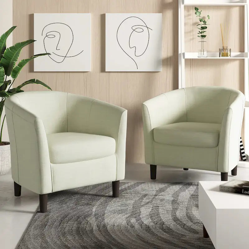 Fauteuil club en lin, lot de 2 – Kaki / Gris clair / Gris / Beige / Bleu