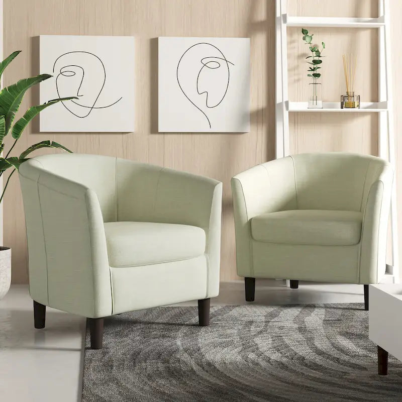 Fauteuil club en lin, lot de 2 – Kaki / Gris clair / Gris / Beige / Bleu