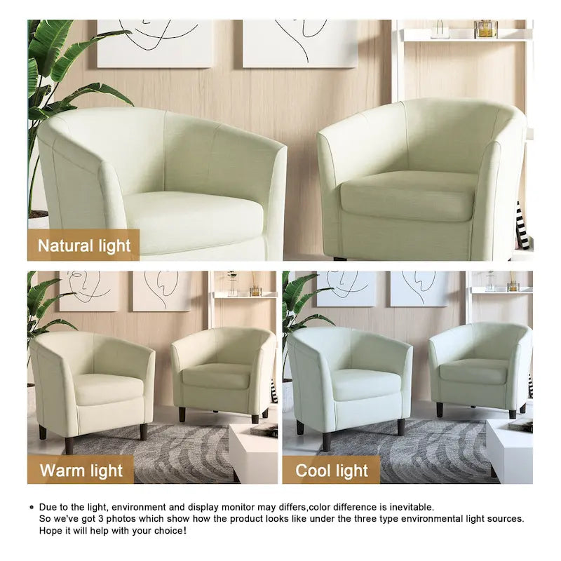 Fauteuil club en lin, lot de 2 – Kaki / Gris clair / Gris / Beige / Bleu
