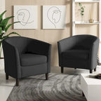 Fauteuil club en lin, lot de 2 – Kaki / Gris clair / Gris / Beige / Bleu