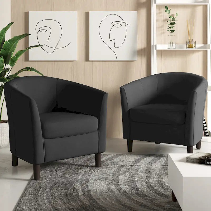 Fauteuil club en lin, lot de 2 – Kaki / Gris clair / Gris / Beige / Bleu