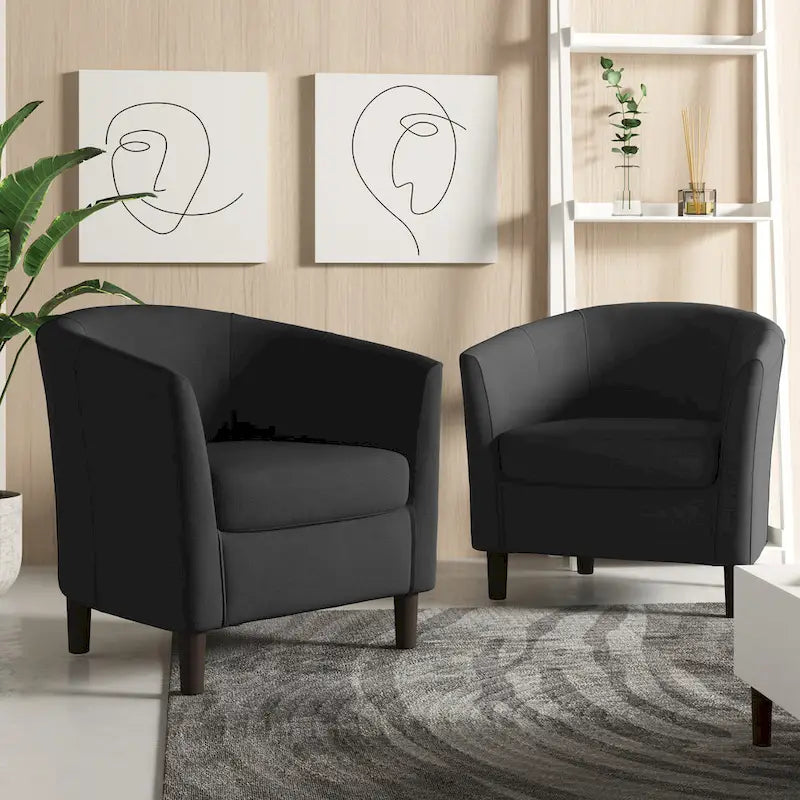 Fauteuil club en lin, lot de 2 – Kaki / Gris clair / Gris / Beige / Bleu