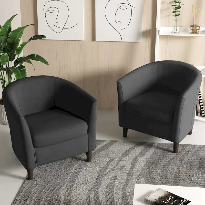Fauteuil club en lin, lot de 2 – Kaki / Gris clair / Gris / Beige / Bleu