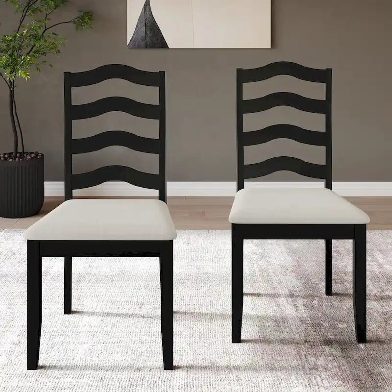 Chaise de salle à manger en bois, noir/gris/chêne naturel/blanc/marron, lot de 2