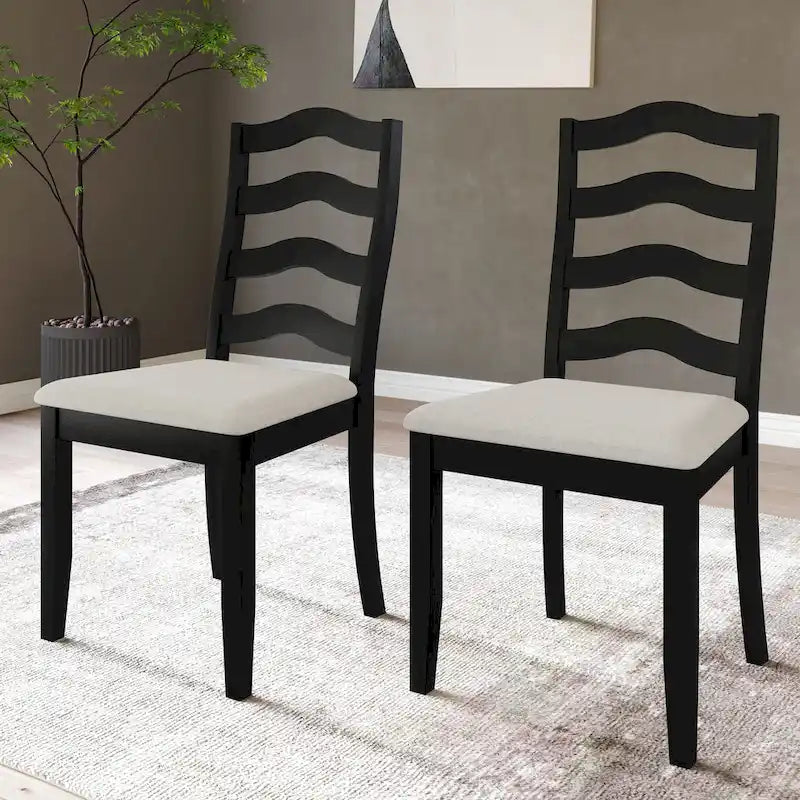 Chaise de salle à manger en bois, noir/gris/chêne naturel/blanc/marron, lot de 2