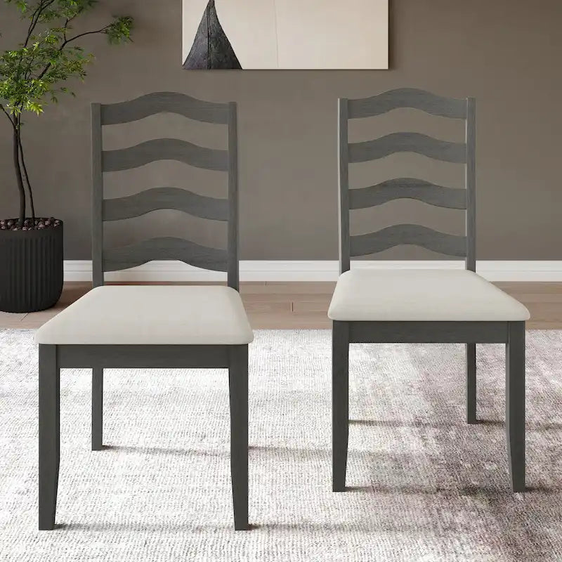 Chaise de salle à manger en bois, noir/gris/chêne naturel/blanc/marron, lot de 2