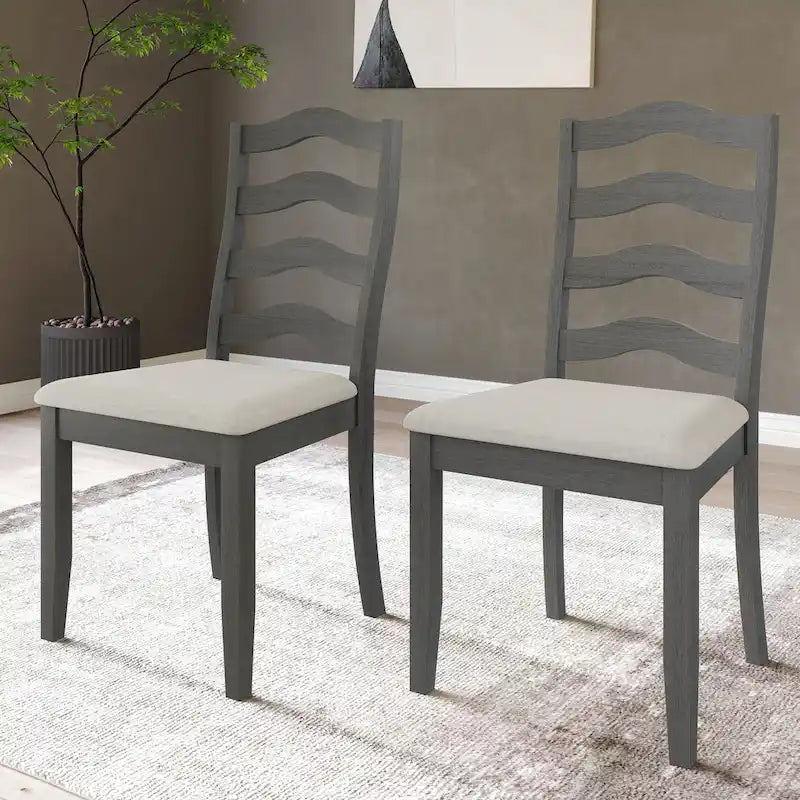 Chaise de salle à manger en bois, noir/gris/chêne naturel/blanc/marron, lot de 2