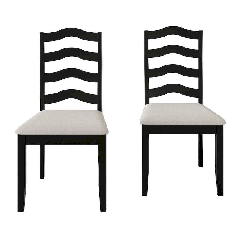 Chaise de salle à manger en bois, noir/gris/chêne naturel/blanc/marron, lot de 2