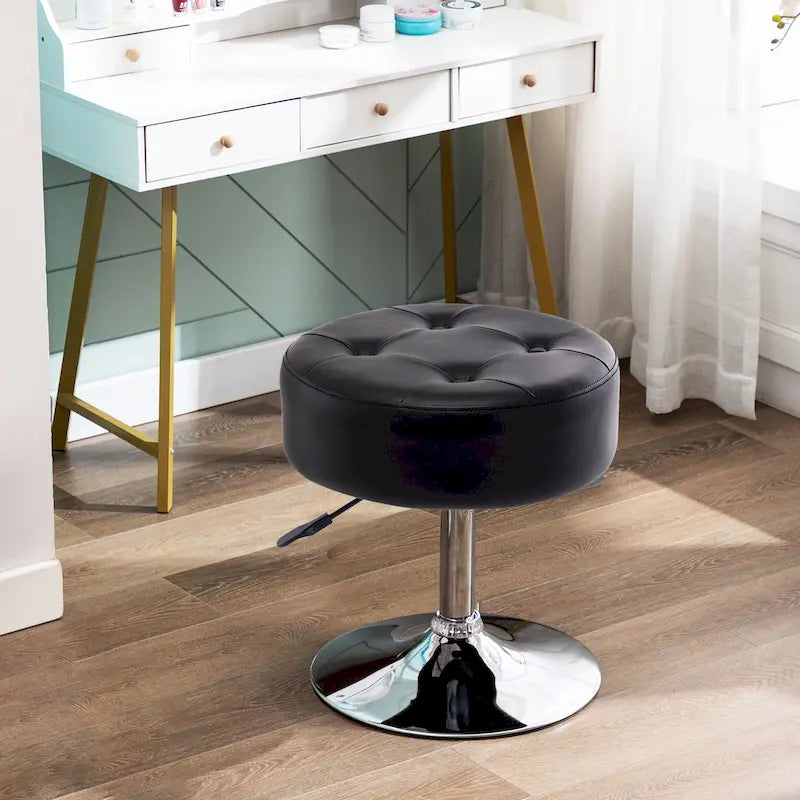 Tabouret de coiffeuse rond pivotant en similicuir/velours, multicolore, 1 personne