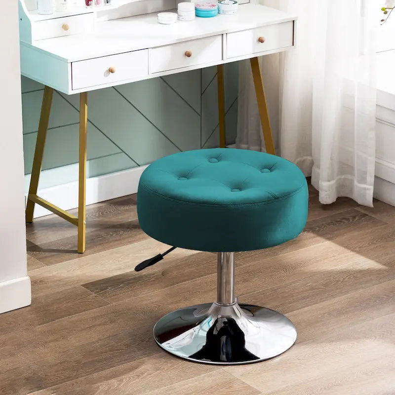 Tabouret de coiffeuse rond pivotant en similicuir/velours, multicolore, 1 personne
