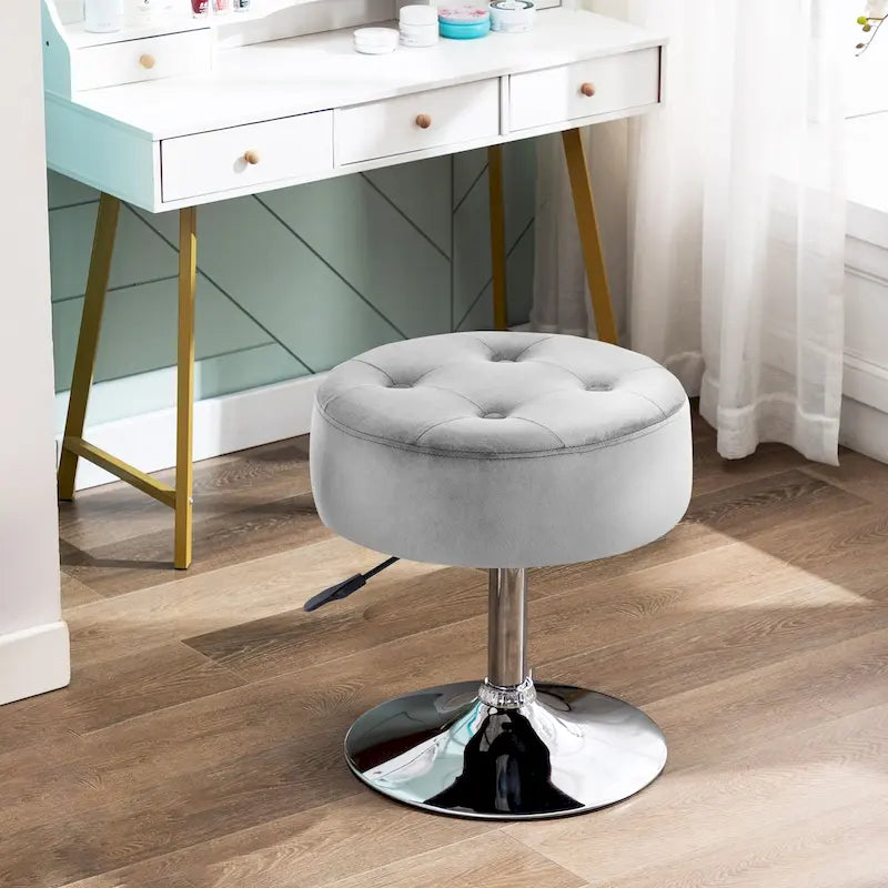 Tabouret de coiffeuse rond pivotant en similicuir/velours, multicolore, 1 personne
