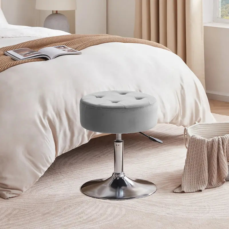 Tabouret de coiffeuse rond pivotant en similicuir/velours, multicolore, 1 personne