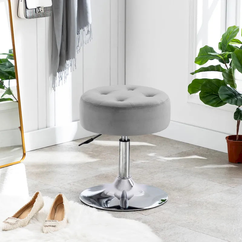 Tabouret de coiffeuse rond pivotant en similicuir/velours, multicolore, 1 personne