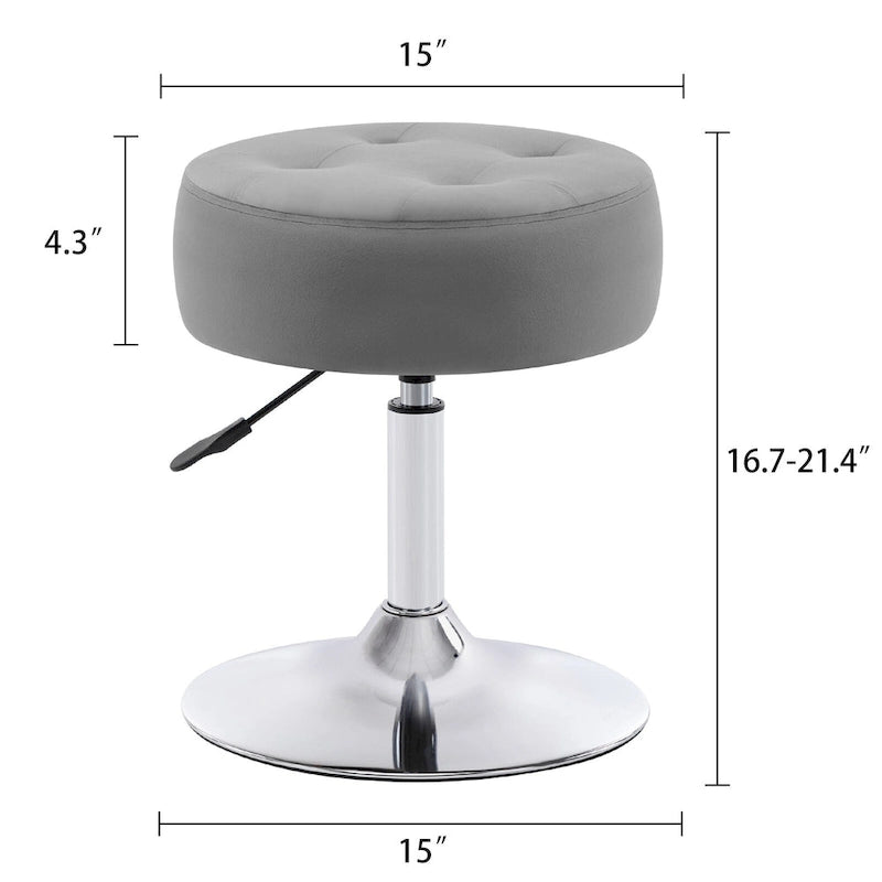 Tabouret de coiffeuse rond pivotant en similicuir/velours, multicolore, 1 personne
