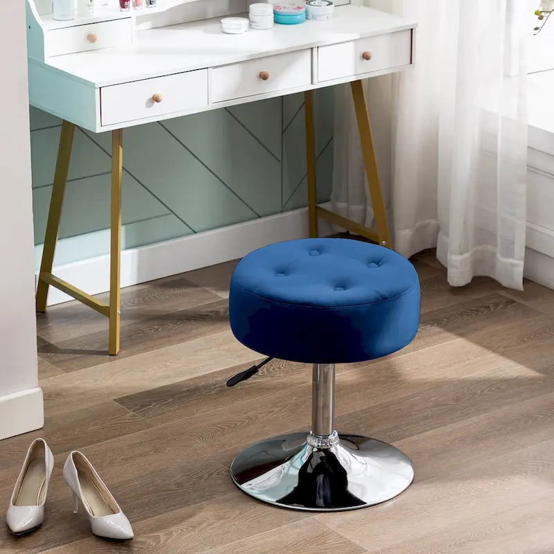 Tabouret de coiffeuse rond pivotant en similicuir/velours, multicolore, 1 personne