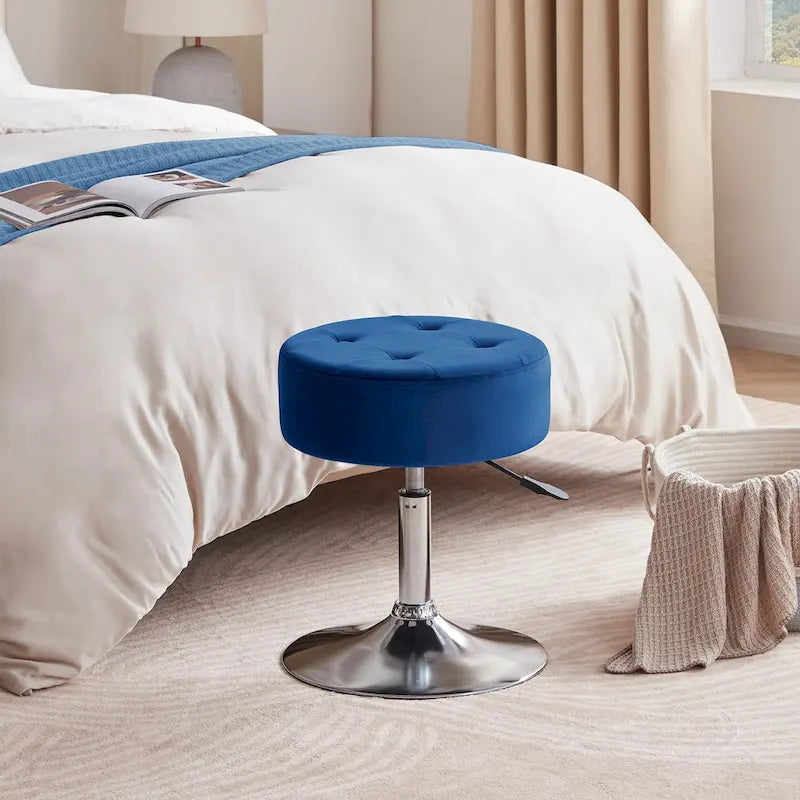 Tabouret de coiffeuse rond pivotant en similicuir/velours, multicolore, 1 personne