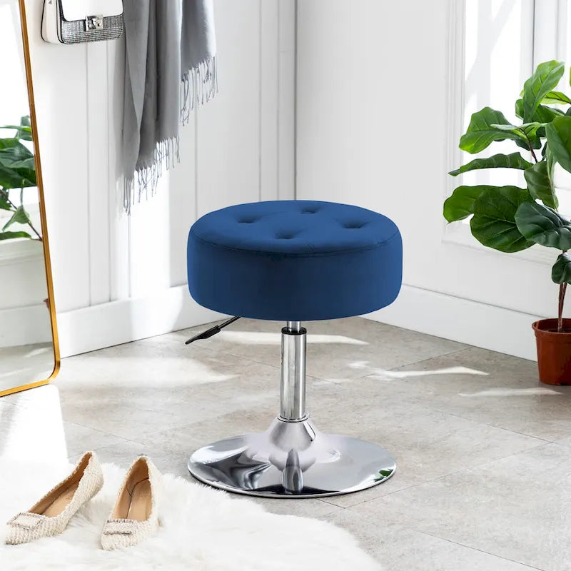 Tabouret de coiffeuse rond pivotant en similicuir/velours, multicolore, 1 personne