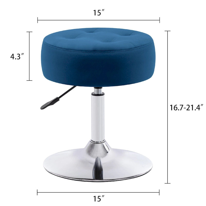 Tabouret de coiffeuse rond pivotant en similicuir/velours, multicolore, 1 personne