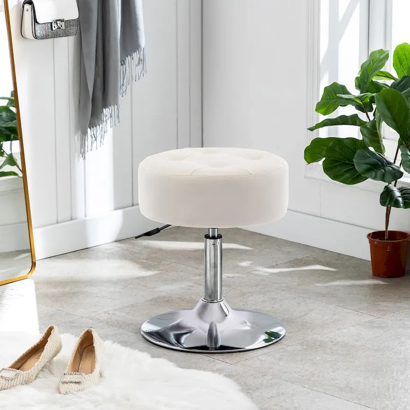 Tabouret de coiffeuse rond pivotant en similicuir/velours, multicolore, 1 personne