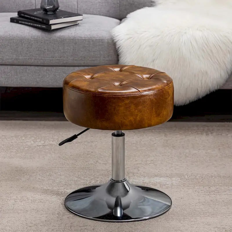Tabouret de coiffeuse rond pivotant en similicuir/velours, multicolore, 1 personne