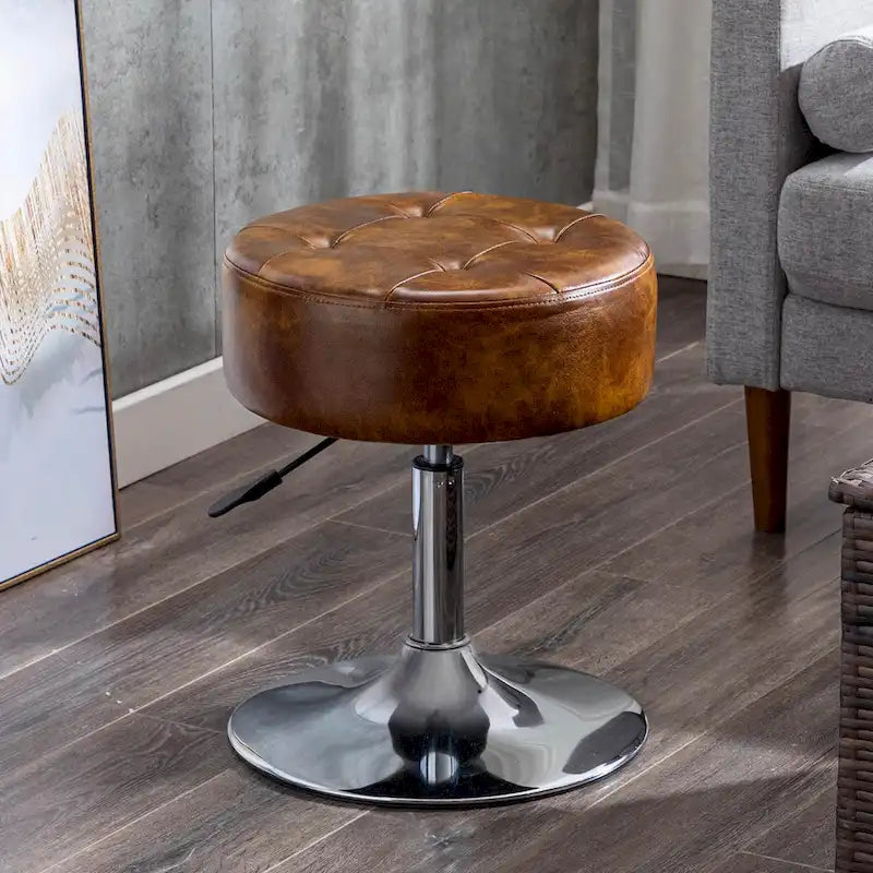 Tabouret de coiffeuse rond pivotant en similicuir/velours, multicolore, 1 personne