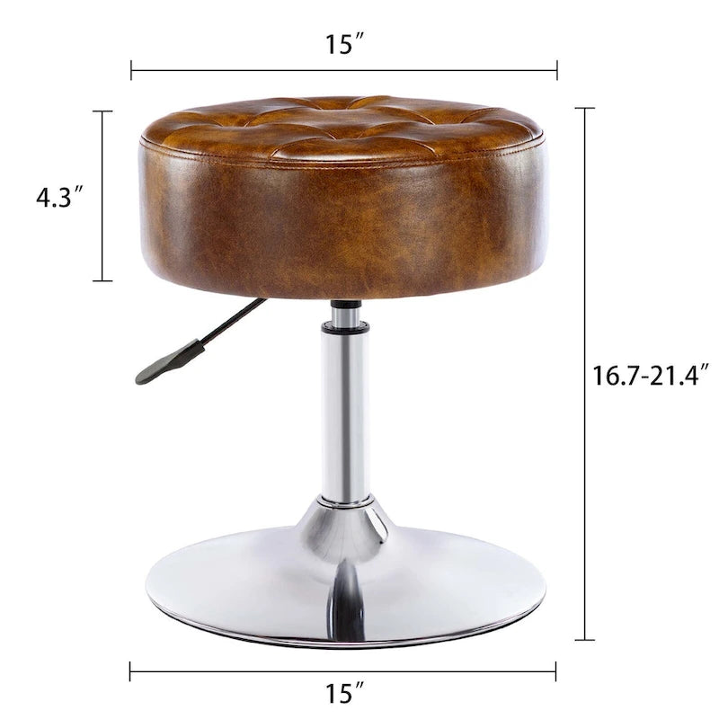 Tabouret de coiffeuse rond pivotant en similicuir/velours, multicolore, 1 personne
