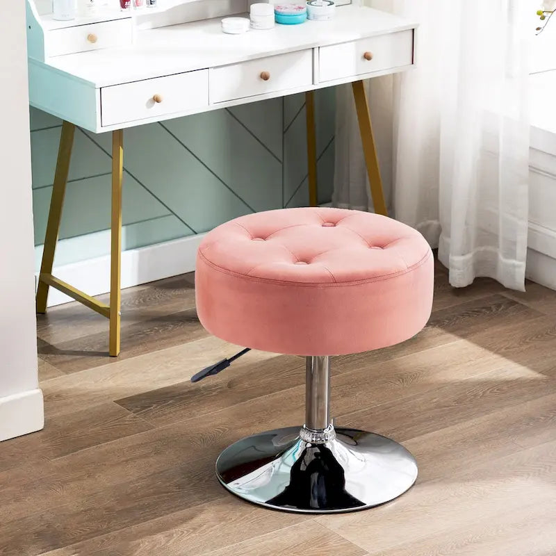 Tabouret de coiffeuse rond pivotant en similicuir/velours, multicolore, 1 personne