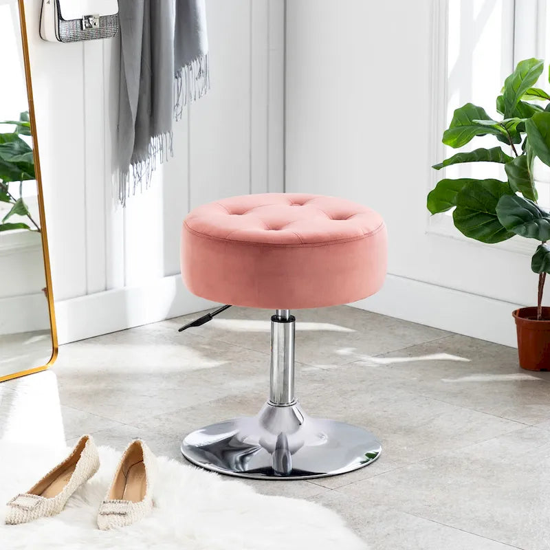 Tabouret de coiffeuse rond pivotant en similicuir/velours, multicolore, 1 personne