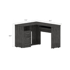 Bureau d'angle en L avec tiroirs, étagère et rangement pour unité centrale – Marron / Noir / Gris