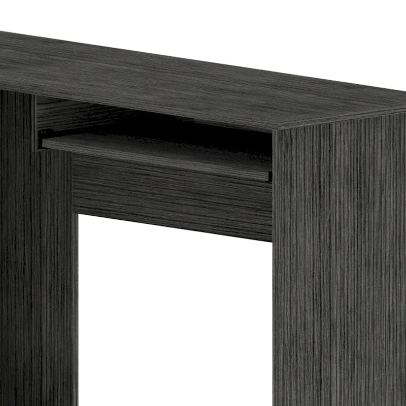 Bureau d'angle en L avec tiroirs, étagère et rangement pour unité centrale – Marron / Noir / Gris
