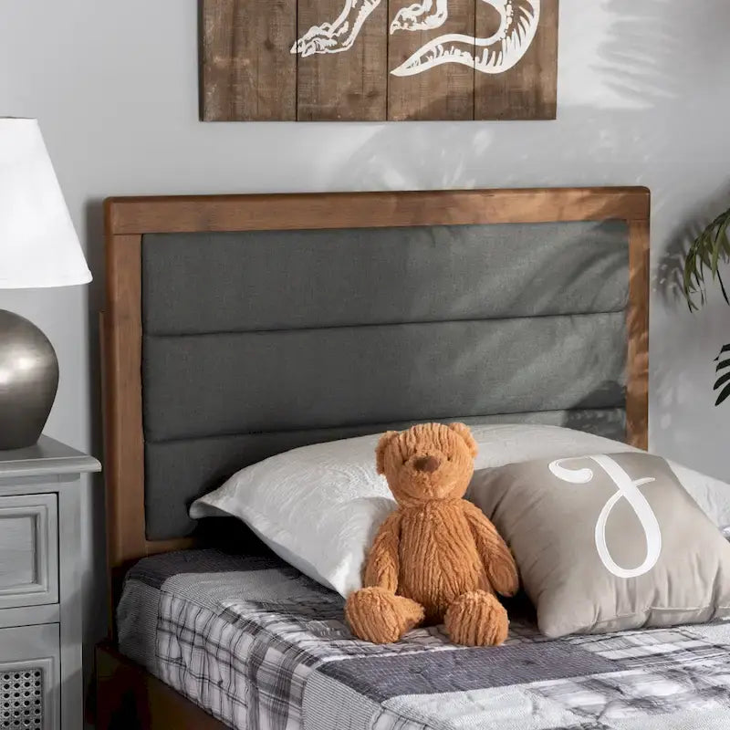 Dexter Modern and Contemporary Fabric and Wood Headboard-Dark Grey