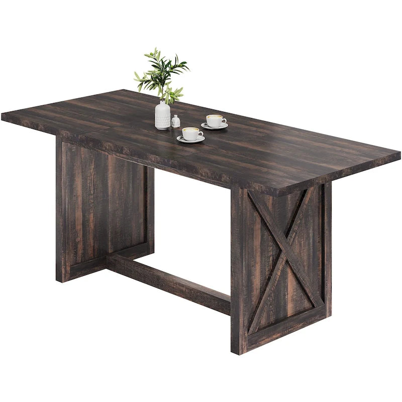 Table de salle à manger de ferme en chêne/noyer pour 6 à 8 personnes