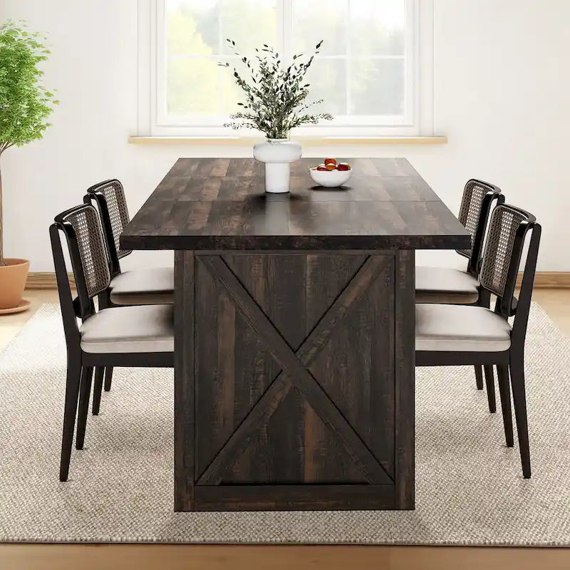 Table de salle à manger de ferme en chêne/noyer pour 6 à 8 personnes