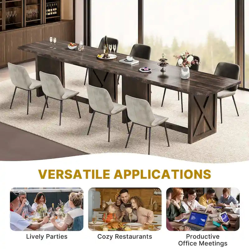 Table de salle à manger de ferme en chêne/noyer pour 6 à 8 personnes