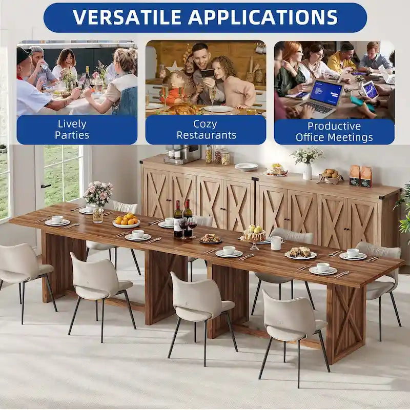 Table de salle à manger de ferme en chêne/noyer pour 6 à 8 personnes