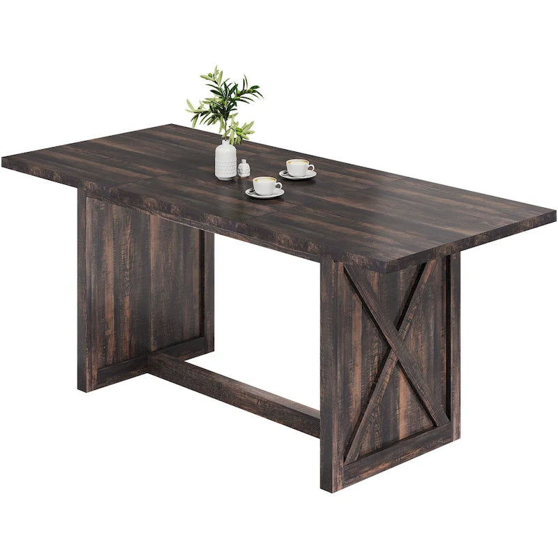 Table de salle à manger de ferme en chêne/noyer pour 6 à 8 personnes