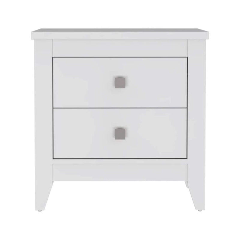 Table de chevet noire/blanche avec 2 tiroirs et 4 pieds, 1 personne