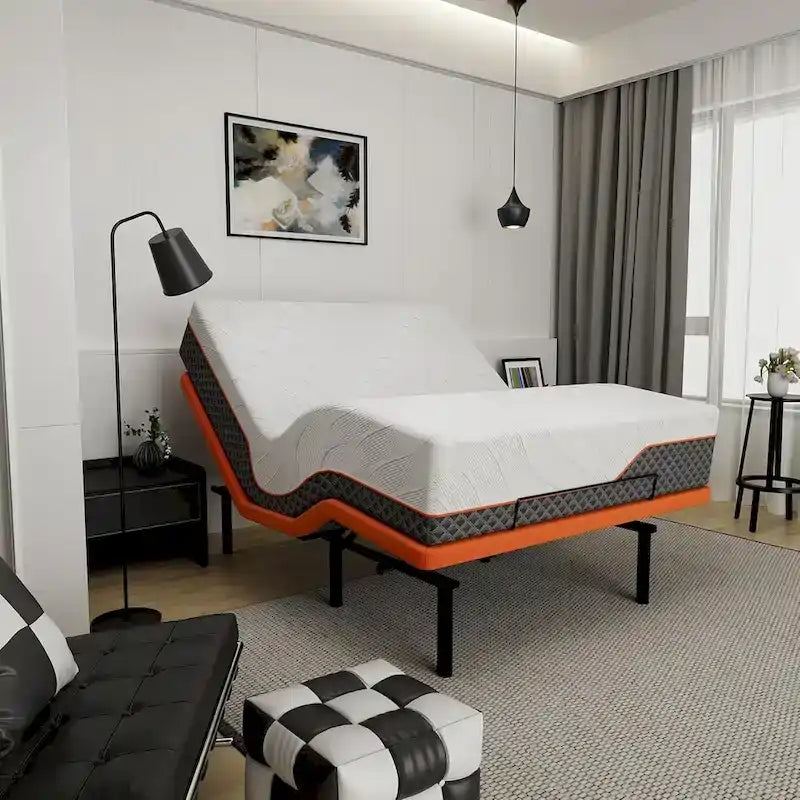 Cadre de lit réglable - Matelas hybride 14 pouces, Gris, Split King/King/Queen/Twin XL, 1-2 personnes