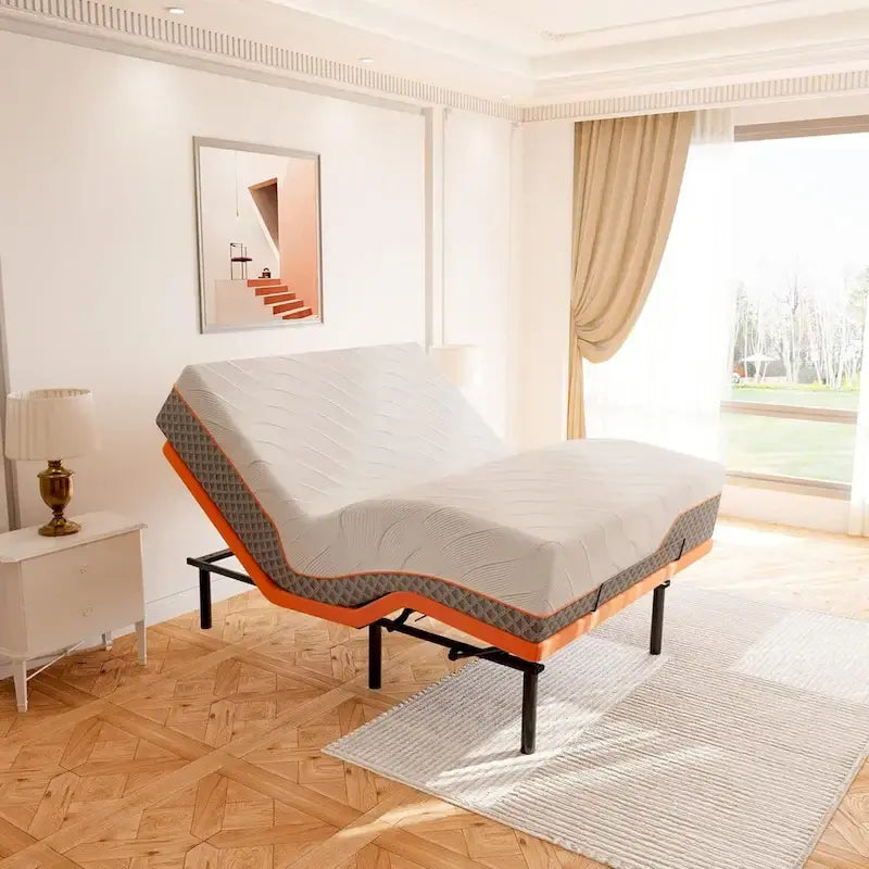 Cadre de lit réglable - Matelas hybride 14 pouces, Gris, Split King/King/Queen/Twin XL, 1-2 personnes