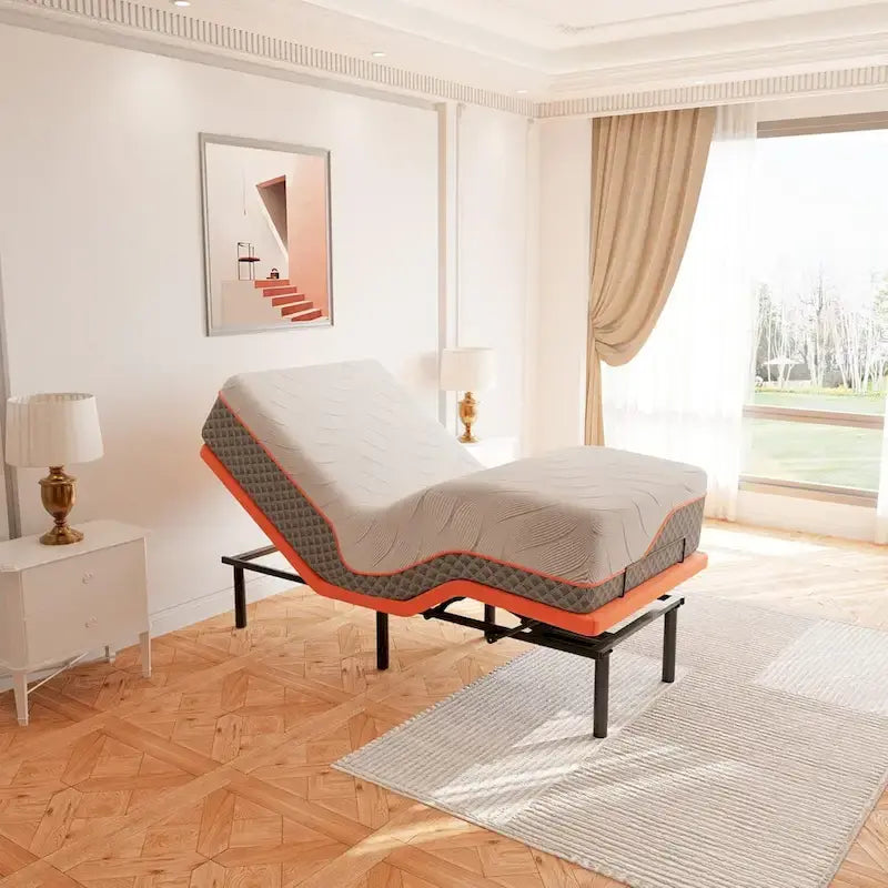Cadre de lit réglable - Matelas hybride 14 pouces, Gris, Split King/King/Queen/Twin XL, 1-2 personnes