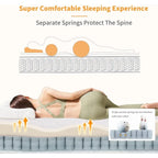 Cadre de lit réglable - Matelas hybride 14 pouces, Gris, Split King/King/Queen/Twin XL, 1-2 personnes