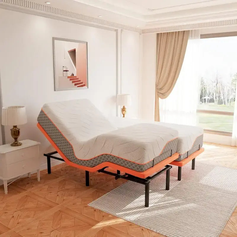 Cadre de lit réglable - Matelas hybride 14 pouces, Gris, Split King/King/Queen/Twin XL, 1-2 personnes