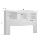 Tête de lit bibliothèque Queen avec lumière LED RVB, 2 personnes