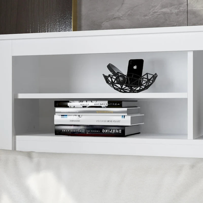 Tête de lit bibliothèque Queen avec lumière LED RVB, 2 personnes